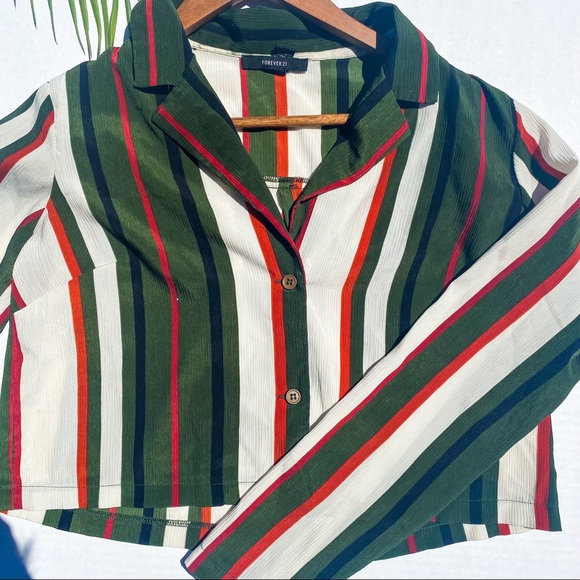 Forever 21 Small Crop Long Sleeve Stripes - Picture 4 of 7